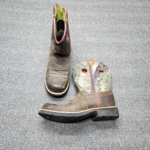 Ariat Fatbaby Women's Cowboy Boots Size 5 Brown Camo Pink Trim Western Leather
